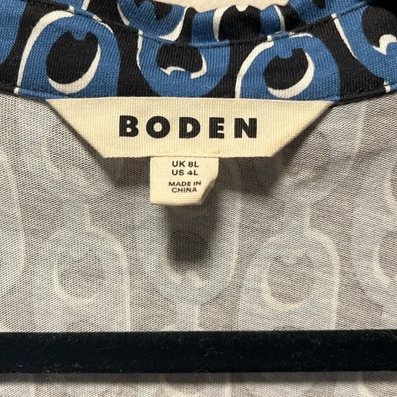BODEN Laura Jersey Midi Shirt Dress, Blue, Geo Chain, Size 4L - Picture 6 of 12